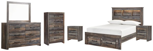 Drystan Full Bookcase Bed with 2 Storage Drawers with Mirrored Dresser, Chest and 2 Nightstands Online now - Image 2